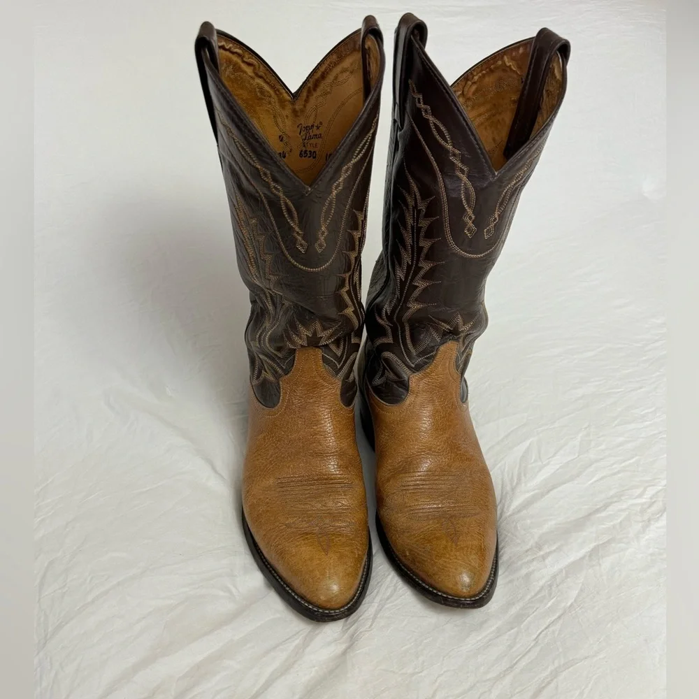 Tony Lama Black Label 6530 Western Cowboy Boots Brown Leather Men's Size 10B